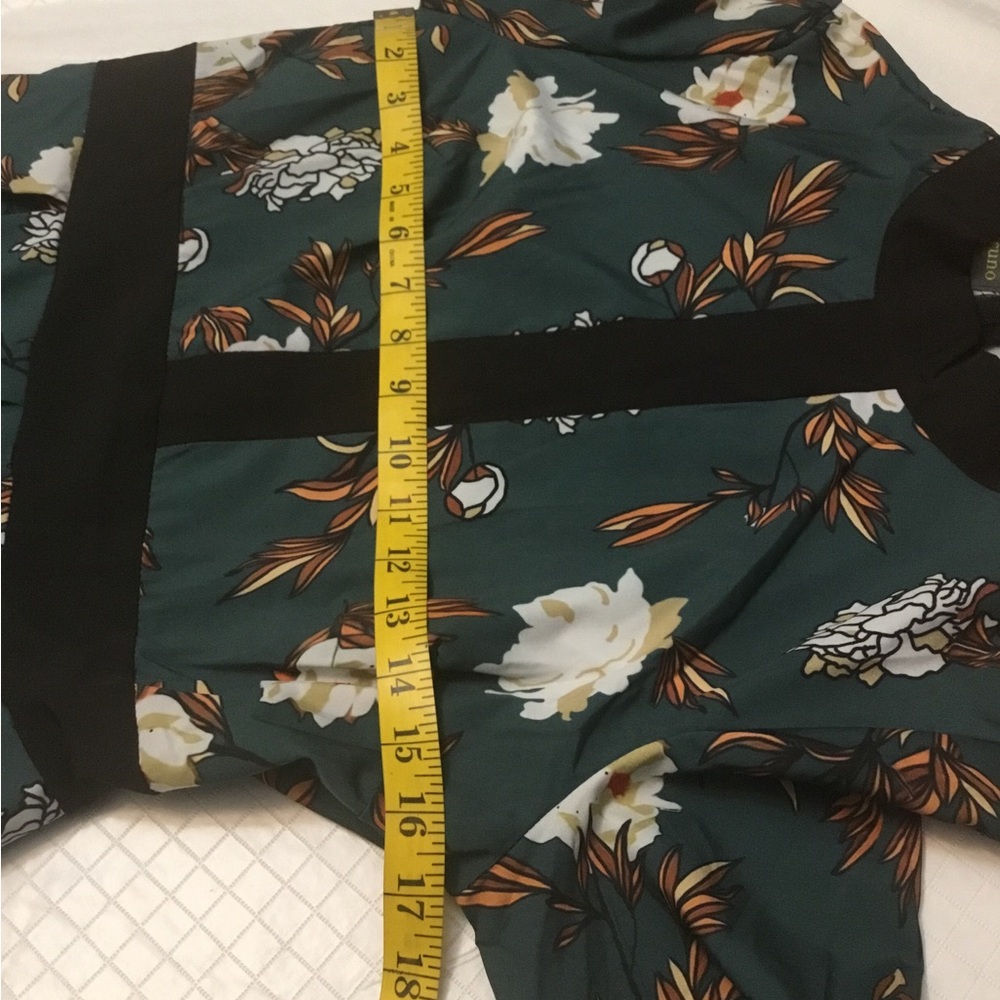 RICCO Bruno Forest Green Floral High-Neck Maxi Dress with Black Trim - Picture 13 of 15